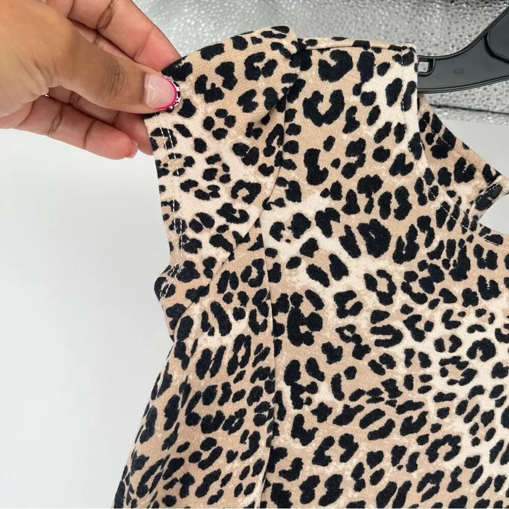 Gymboree Girl’s Leopard Print Drop Waist Knit Short Sleeve Dress Size 6